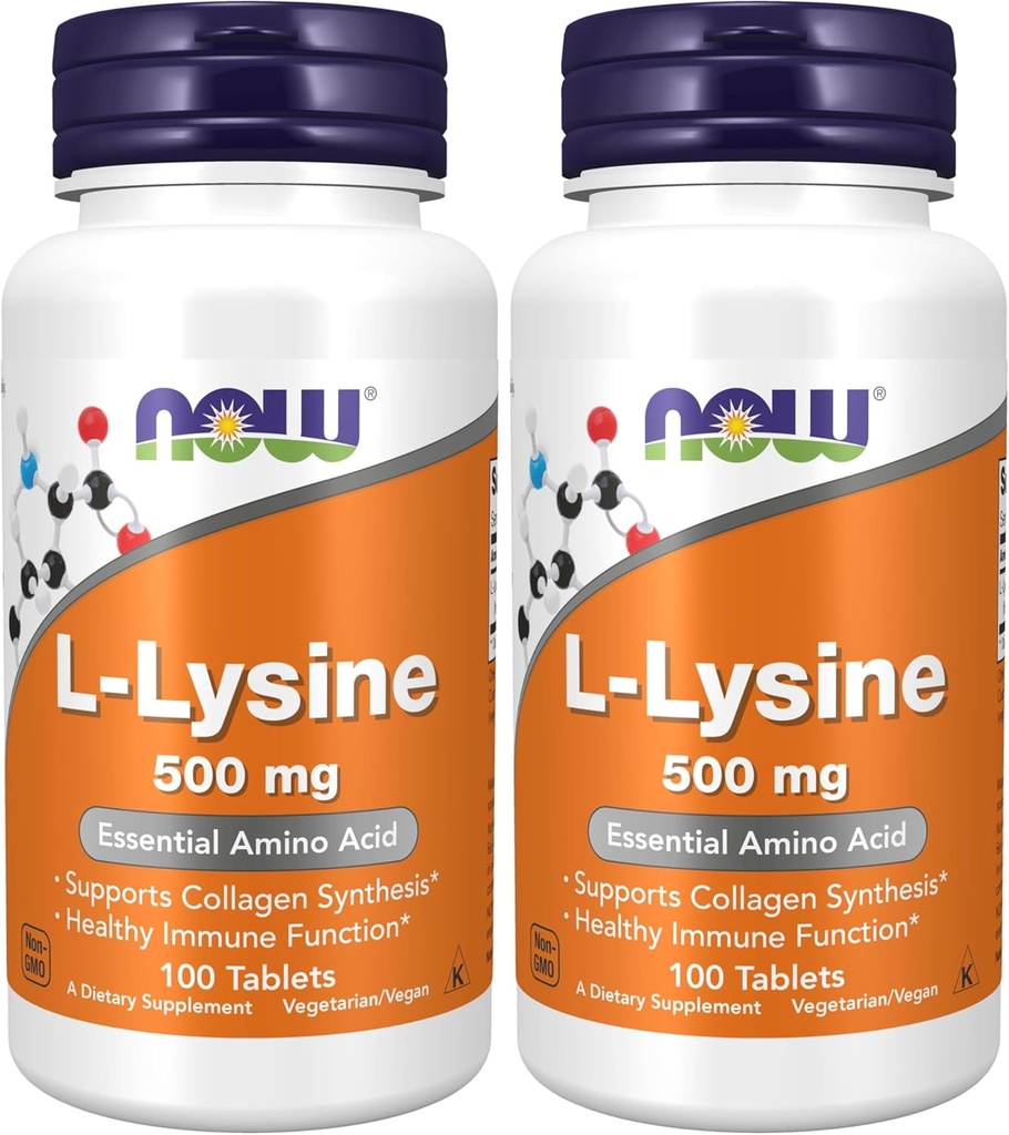 JETZT Ergänzungen, L-Lysin (L-Lysine Hydrochlorid) 500 mg, Aminosäure, 100 Count(Pack von 2)