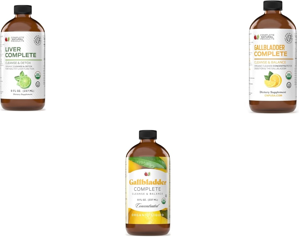 Komplette natürliche Produkte Liver Komplett 8oz, Gallbladder Komplett 8oz & Gallbladder reinigen und Balance 8oz Bundle