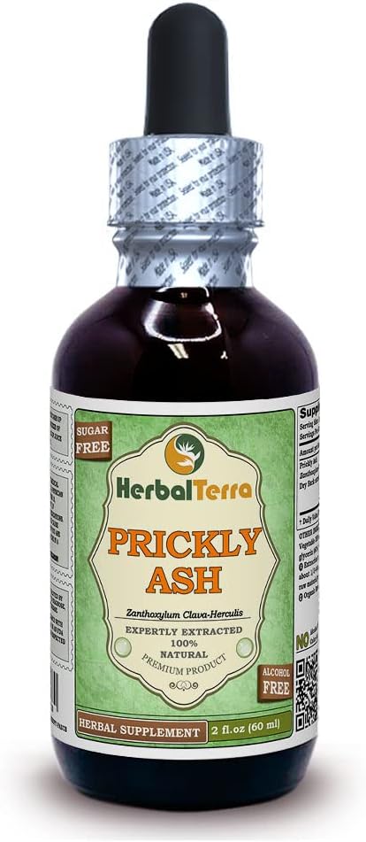 Herbal Terra LLC Prickly Ash (Zanthoxylum Clava-herculis) Glycerit, getrocknete Bark Alkoholfreie Flüssigkeit Extrakt 2 oz