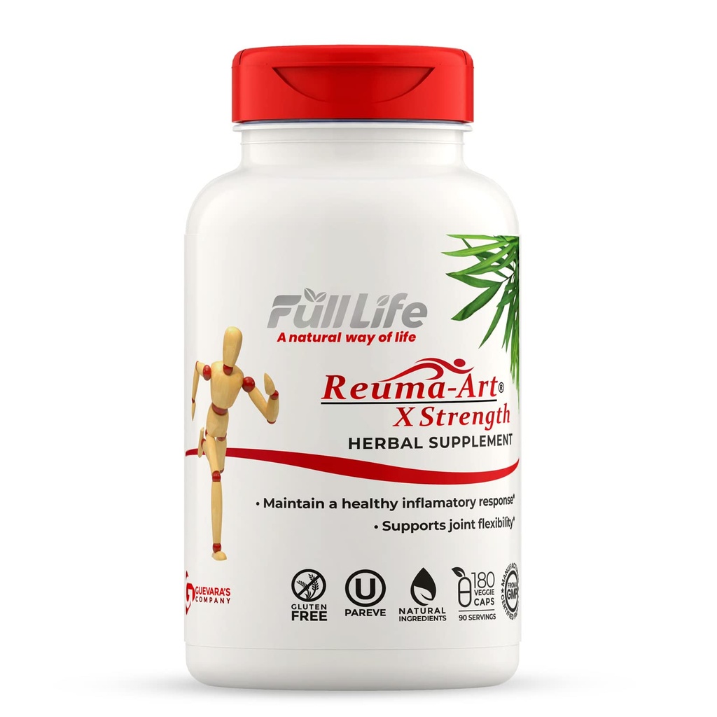 Full Life Reuma-Art X Strength – 400 mg Kräuter-Ergänzungen - Unterstützt Gelenkflexibilität – 180 Veggie Kapseln