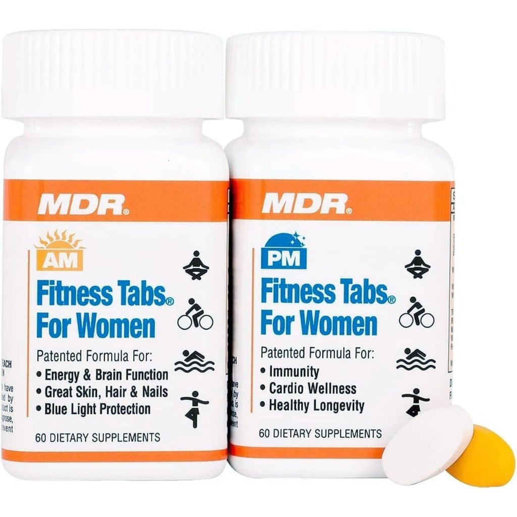 MDR Fitness Tabs Patentiertes Multivitamin für Frauen fördert ATP und NAD zur Unterstützung von Energie und Fitness - AM/PM Formeln - 2 Monate Versorgung