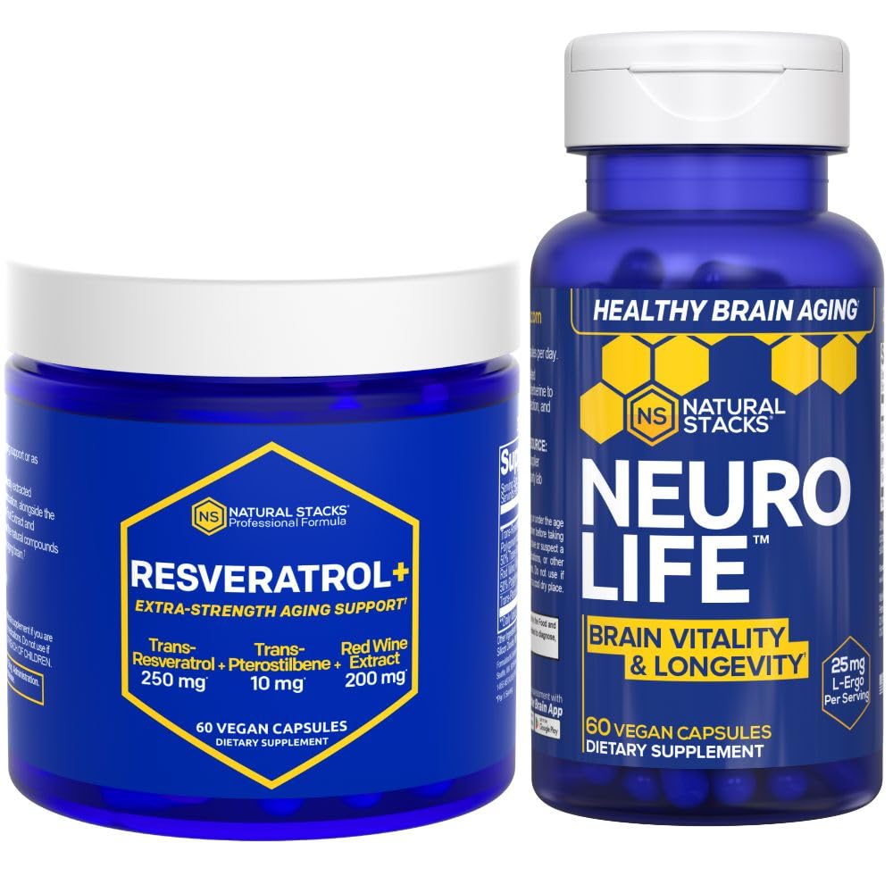 PERSONNES NATURELLES Supplément NeuroLife & Resveratrol Bundle - Soutient la longévité et le vieillissement du cerveau* - 120 Capsules totales