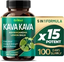 GriMed Kava Kava 19,700mg - X 15 Power mit Ashwagandha Lemon Balm - Stärke, Relax, Restore, Calm - Made in USA (100 Count (Pack of 1))