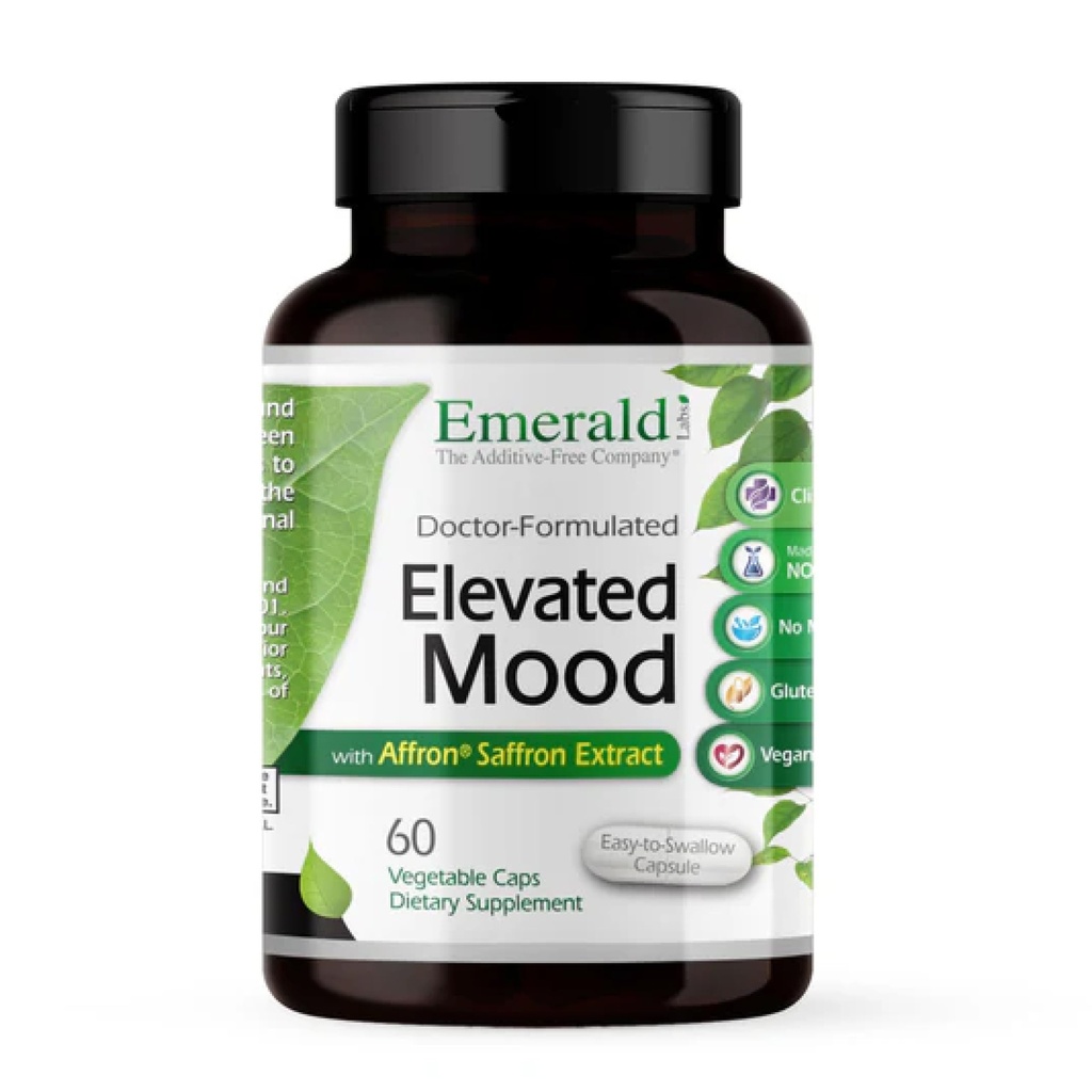 Emerald Labs Élevé Mood - Supplément de gestion du stress avec extrait de sensoril Ashwagandha et extrait de safran Affron - 60 capsules végétales (30 jours d'approvisionnement)