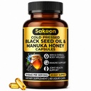 Schwarzes Seed Öl Kapseln - Mit Neuseeland Manuka Honig, kalt gepresstes türkisches Nigella Sativa Öl, 2% Thymochinon, Immun- und Verdauungsunterstützung, Made in USA, 60 Count, 1010mg pro Portion