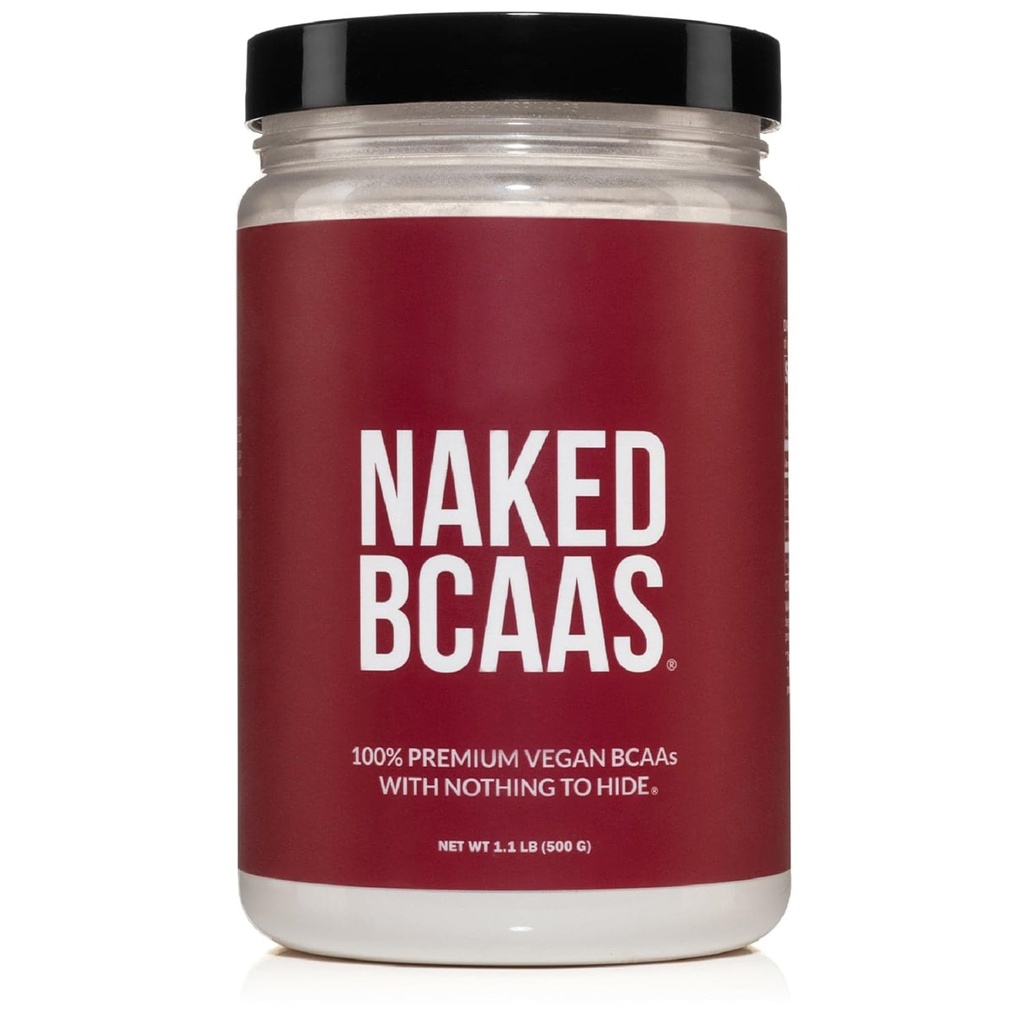 NAKED BCAAs Aminosäuren Pulver, nur 1 Ingredient, Pure 2:1:1 Formel, Vegan Unflavored verzweigte Kette Aminosäuren, Instantized All Natural BCAA Supplement - 500 Gramm, 100 Servierungen