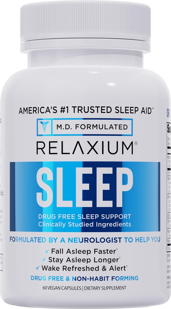 Relaxium Sleep Aid for Adults– Professional Strength Formula | 5mg Melatonin, Magnesium Glycinate, Valerest & Ashwagandha | Non-Habit Forming Sleep Support | 30-Day Supply