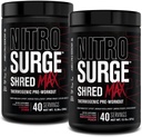 Usine Jacked Nitrosurge Shred Max Pré-entraînement - Poudre de pré-entraînement thermogénique haute performance avec L Citrulline, acétyl L Carnitine, caféine biologique - 80 portions, cerise Bomb & pastèque pêche