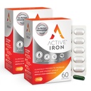 Supplément en fer actif 25mg – Prouvé cliniquement pour augmenter les niveaux de fer et d'énergie – doux, non constipant, fortement absorbé – 120 capsules