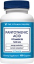 L'acide pantothénique 500MG de Vitamine Shoppe, avec vitamine B5, soutient la production d'énergie et les cheveux, la peau, les ongles, une fois par jour (100 capsules)