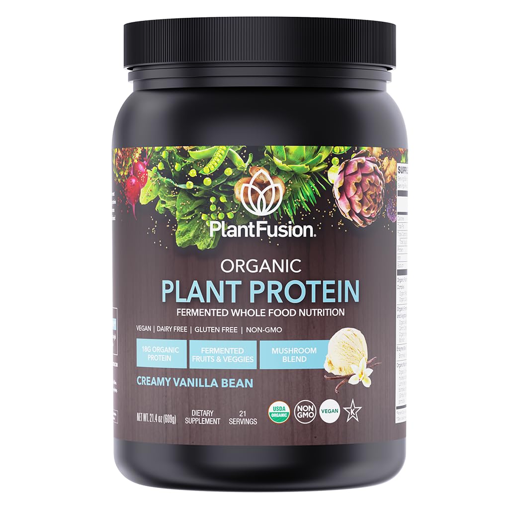 SOTRU Organic Vegan Protein Powder - Ganzes Essen, Pflanzenbasiertes Proteinpulver mit grünen Superfoods, Enzymes & Probiotics - USDA Certified Organic, Non-GMO, Gluten-Free - Vanille 18.5 oz, 21 Portionen