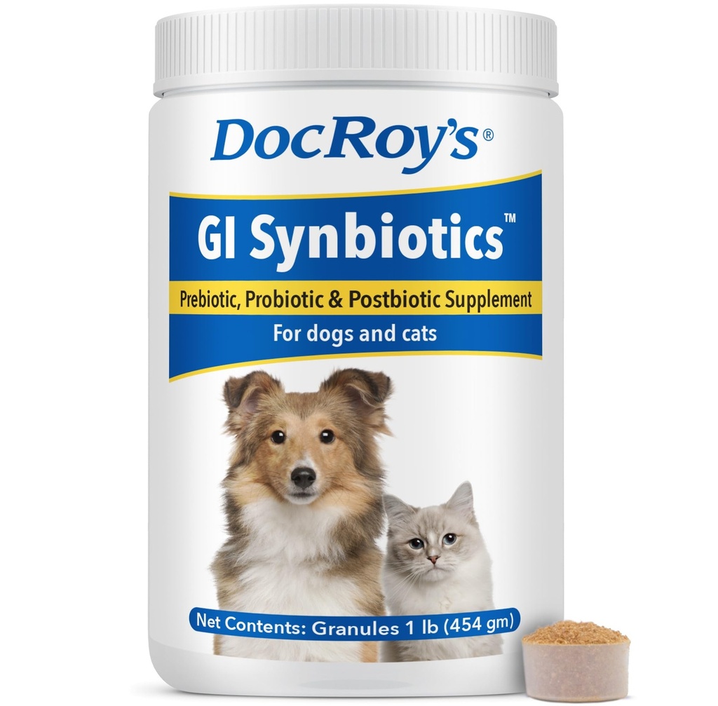 Doc Roys GI Synbiotics Probiotic & Prebiotic Granules für Hunde & Katzen – Verdauungs- und Immungesundheitsergänzung mit Live Cultures, BgMOS & Beta Glucans – Chicken Flavor – 454g Granules