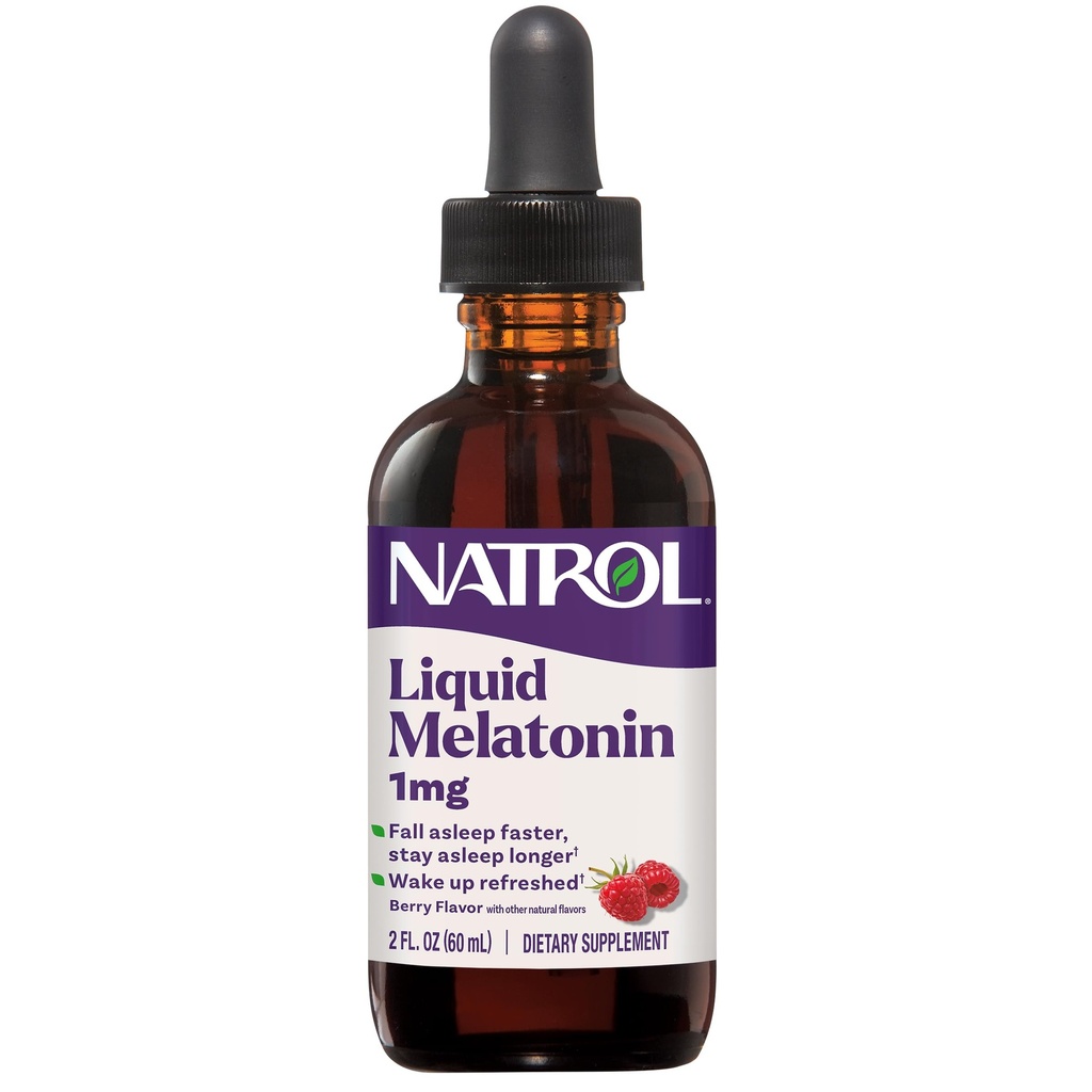 Natrol Liquid Melatonin 1 mg, Erwachsene Melatonin Ergänzung zu Fall schlafen schneller und bleiben länger, Wake Up Refreshed, 2 FL OZ Berry-Flavored Liquid, 15 Servierungen