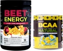 Nutrologie Beet Natural O2, Poudre de pré-entraînement, Saveur de fruits de passion (30 portions) BCAA Poudre de BCAA naturelle à base végétale, Saveur de citron (30 portions)