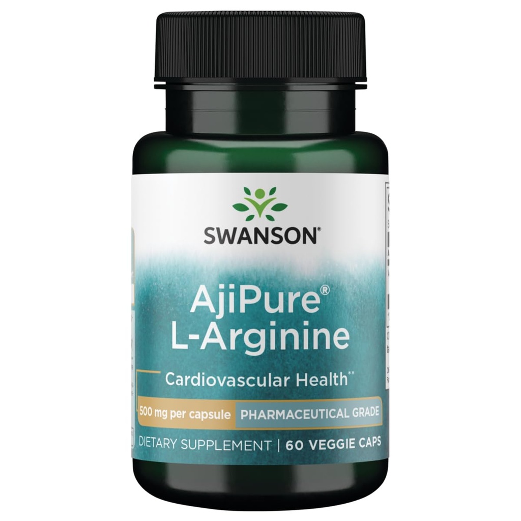 Swanson Amino Acid Ajipure L-Arginin Pharmaceutical Grade 500 Milligramme 60 Veg Kapseln