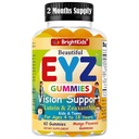 BrightKids Gummies pour la santé des yeux pour les enfants et les adolescents – Lutein & Zeaxanthin Vision Support – Vitamines pour les yeux végétaliens, non OGM pour le temps d'écran – Saveur de mangue délicieuse – 60 Gummies