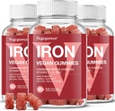 Eisen-Gummi-Ergänzungen für Frauen & Kinder - Multivitamin mit Eisen für Blut-Sauerstoff, Great Tasting Gummy Vitamins mit Vitamin C für Max Absorption - Vegan Kaubar, Peach Flavor(3 Packungen)