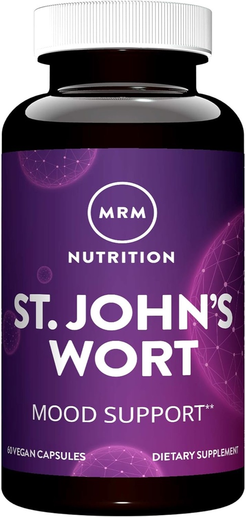 MRM Nutrition St. John’s Wort | 0.3% Hypericin 450mg | Stimmung + Wohlbefinden Unterstützung | Glutenfrei + Vegan | 60 Kapseln