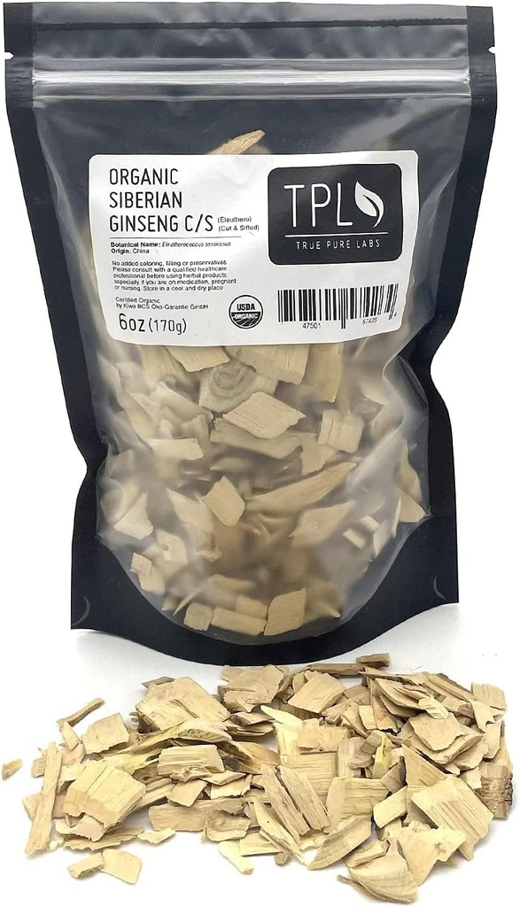 TPL Bio Sibirische Ginseng Eleuthero Root Getrocknet C/S 6Oz Premium Qualität. Certified Organic. Glutenfrei, Non GMO und Vegan