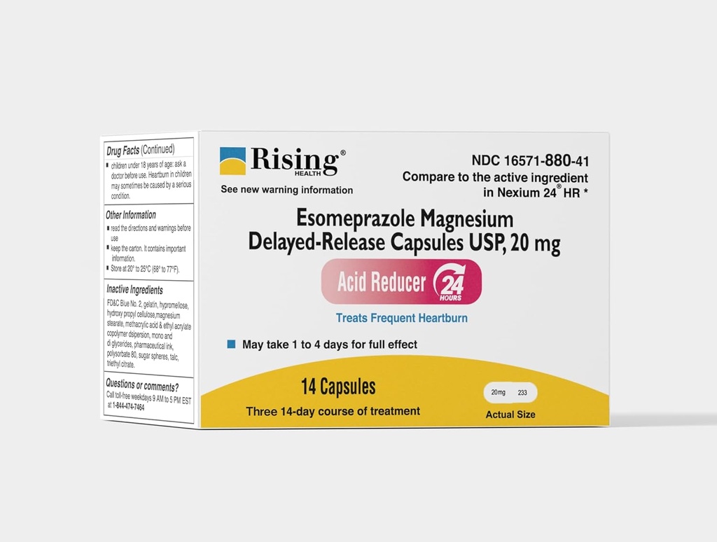 Rising Health - Esomeprazol Magnesium Delayed-Release Kapseln, USP - Treats Frequent Heartburn - 20 mg - 42 Count