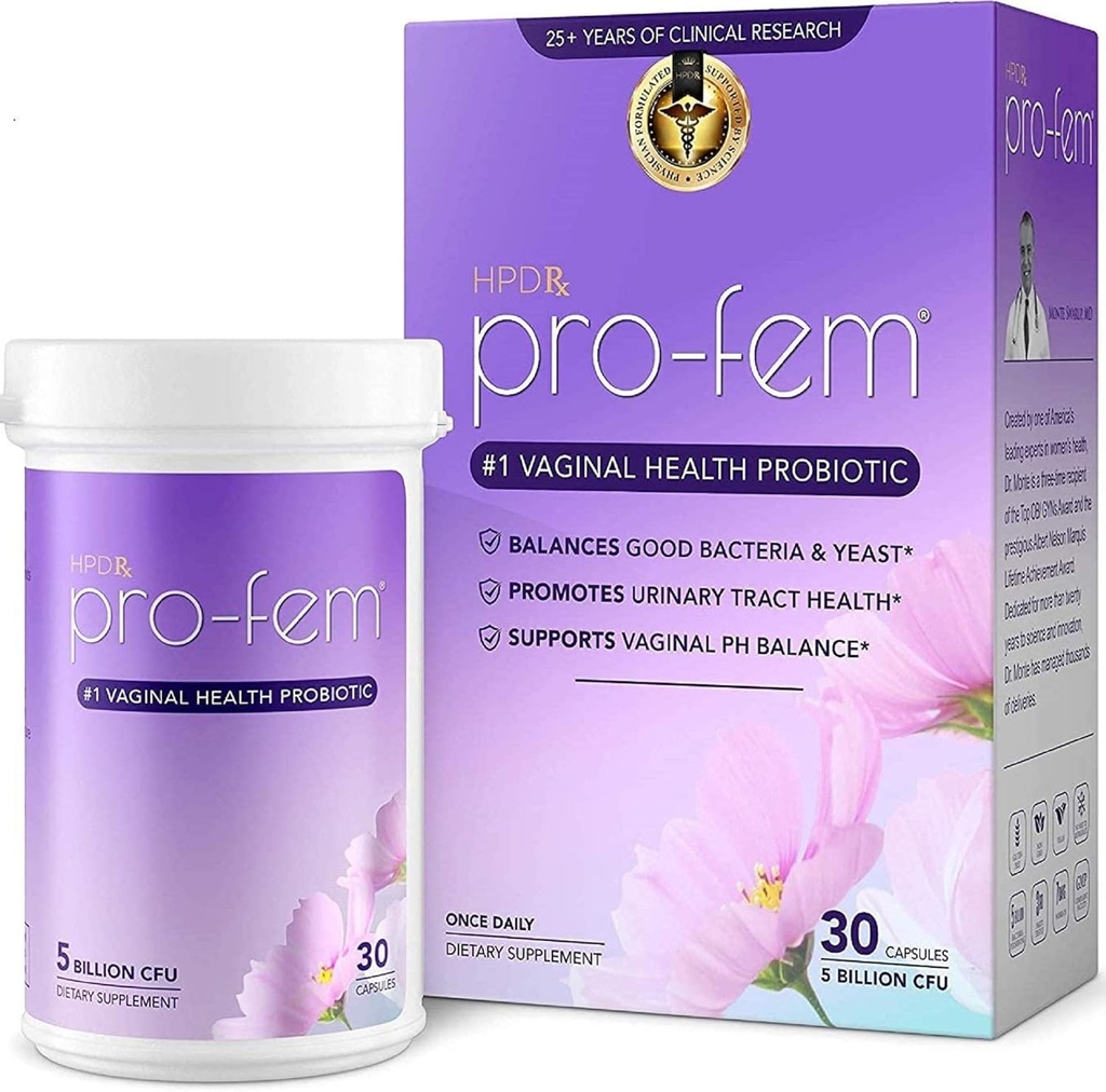 HPD Rx Pro-Fem #1 Vaginal Health Probiotic | Vaginal Probiotics | Klinisch getestet, um Yeast & PH Balance, Urinary Tract Health | Feminine Probiotics | Arbeitet in 7 Tagen | 30 Kapseln | 1 Pack