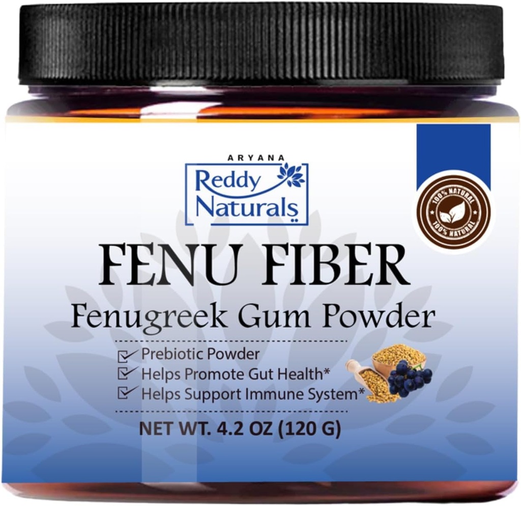 Reddy Naturals Aryana FENU Fiber – Debittered Fenugreek Gum Powder - Muscadine Polyphenole - Unterstützt gesunde Stoffwechselfunktionen – verbessert Immun- und Gutgesundheit – 4.2 OZ (120 G)