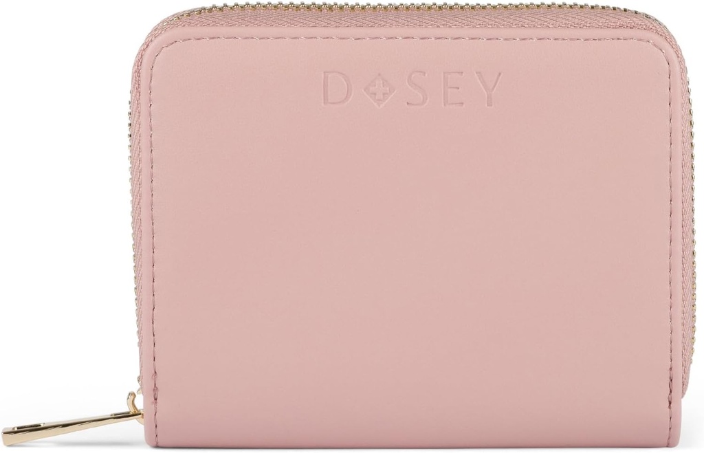 Dosey Wellness Wallet Travel Pill Organizer & Easy-Slide Pill Pouches - Cuir végétalien lisse avec 4 poches de pilules hermétiques pour le stockage et la protection Med - Élégant Med Organizer (Rose), version améliorée