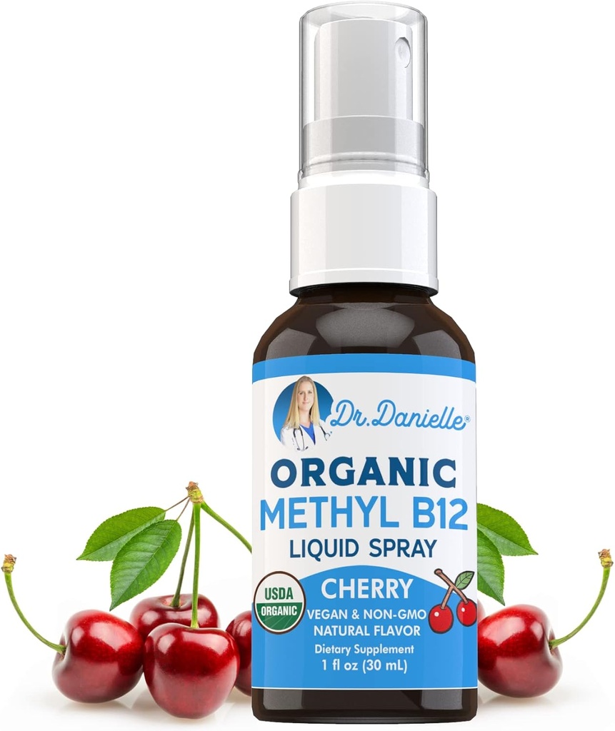 Arzt Danielle USDA Bio Vitamin B12 Flüssiges Spray | Flüssiges Vitamin B12 für Energieunterstützung | Vegan | Glutenfrei | Non-GMO | 1 Fl Oz