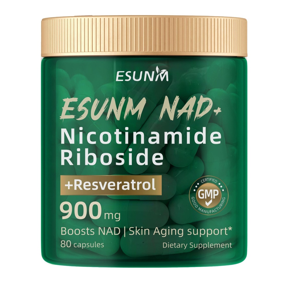 Nicotinamid Riboside 900mg, NMNH Ergänzung Resveratrol Nahrungsergänzungsmittel, Ergänzung für Anti-Aging, Energie, Fokus - 80 Kapseln