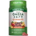 Natur Wahrheit Vegan Omega 3679 Gummie | 50 Count | Peach Flavor | Non-GMO & Gluten Kostenlose Ergänzung