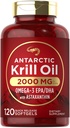 Carlyle Antarctic Krill Oil 2000mg.120 Softgels. EPA Omega-3, DHA, avec supplément d'astaxanthine provenant de Krill rouge.