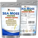 NELCIA's NATURAL HERBS Sea Moss Ashwagandha Powder -Natural Irish Sea Moss, Bladderwrack und Burdock Root, Black Seed and Shilajit Powder (16oz)
