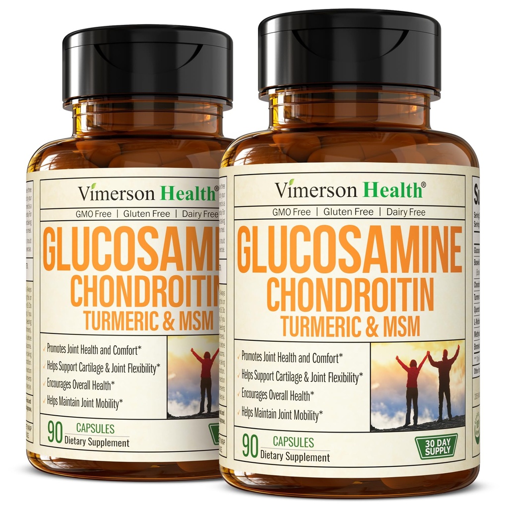 Glucosamin Chondroitin MSM – Gemeinsame Unterstützungsergänzung für Frauen und Männer mit Glucosaminsulfat 1500 mg, Chondroitin und MSM – für Knorpel, Gelenkgesundheit und Flexibilität – 2 Pack
