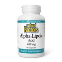 Facteurs naturels Acide alpha-lipoïque 400 mg, soutien antioxydant du corps entier, 60 capsules