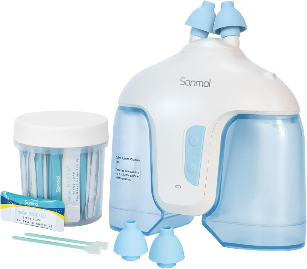Nasal Bewässerungssystem mit 50 Salzpackungen (Blau), Sinus Rinse Machine, Nasenreiniger für Sinus Erwachsene, Nasenspüler Nasal Rinsing Sinus Relief Maschine