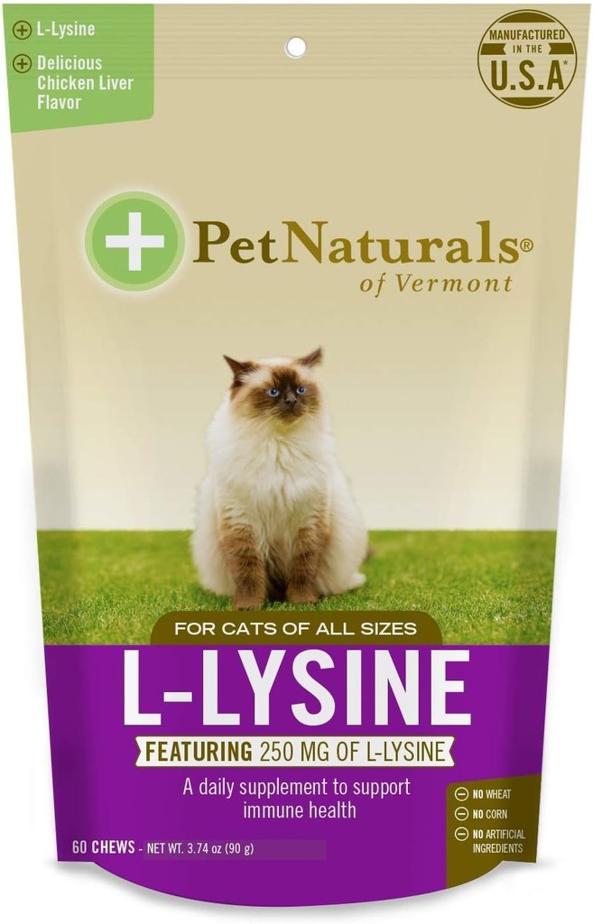 Pet Naturals of Vermont L-Lysine 60 Fun-Shaped Chews für Katzen - 3 Packung