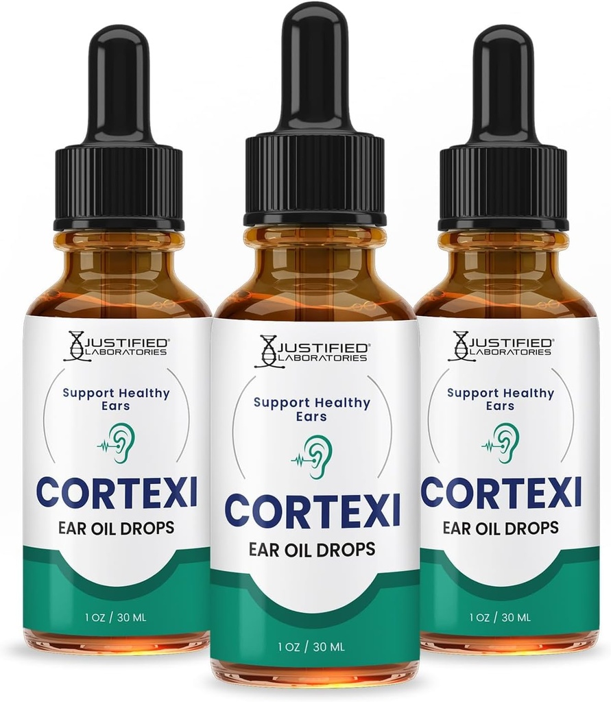 Justified Laboratories (3 Pack Cortexi Ohr Tropfen Cortexi Gesundes Eardrum Öl unterstützt gesunde Ohren Premium Mischung von ätherischen Ölen 3 Flaschen