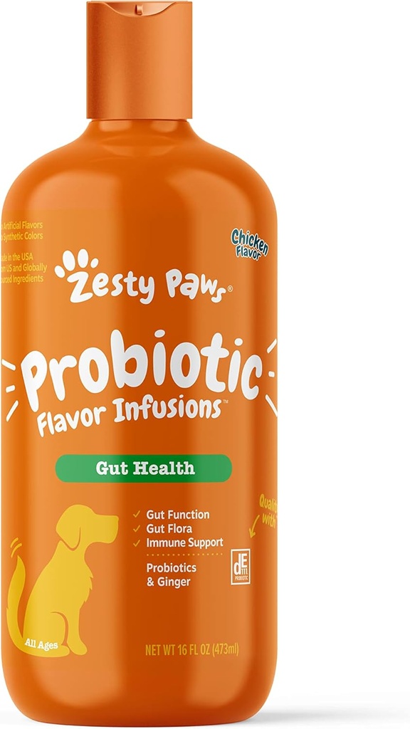 Zesty Paws Probiotic Flavor Infusions für Hunde – 500 Millionen CFU Probiotika für Gut Health & Flora – Unterstützt Immunsystem - Huhn Flavor