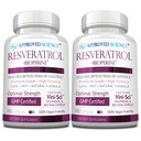 Résvératrol Science® approuvé - 1000 mg de résvératrol trans - 250 mg de polyphénol - 98 % Niveau de pureté - Comprend Bioperine® - 380 capsules amies des végétaliens - 2 bouteilles