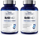 1MD Nutrition KrillMD - Antarctic Krill Oil Omega 3 Supplement with Astaxanthin, EPA, DHA | 2X More Effective Than Fish Oil | 60 Softgels (2-Pack)