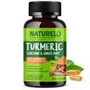 NATURELO Turmeric Curcumin - BioPerine für bessere Absorption - Schwarzer Pfeffer, Ingwerwurzel, Curcuminoide - Plant-Based Joint Discomfort Support - 120 Vegan Kapseln