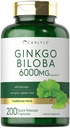 Carlyle Ginkgo Biloba Pillen | 6000mg | 200 Kapseln | mit Bacoba Extrakt | Extrastärke, Non-GMO und glutenfreie Kräuterergänzung