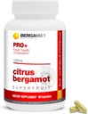 BergaMet Citrus Bergamot SuperFruit PRO+ Supplément, 200:1 Extrait, 1350mg, 80% Polyphénols, Extrait de feuille d'olive, 47% BPF, Le plus fort du monde, 90 Capsules, soutenues par des études cliniques, Fabriqué aux États-Unis