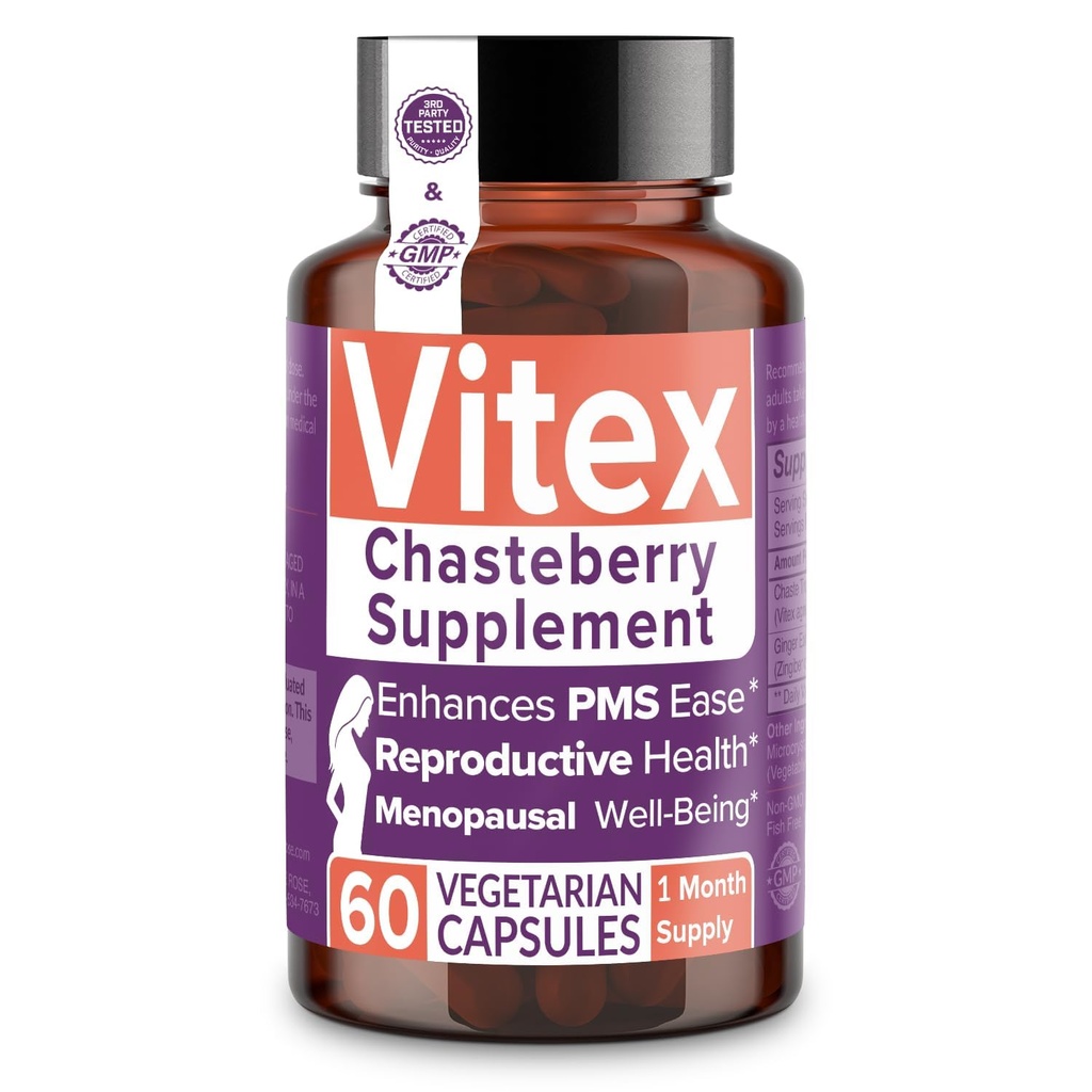 Intimate Rose Vitex Chasteberry Ergänzung für Frauen, 1000 mg - Chaste Tree Berry für Hormon Balance, Fertility & PMS Unterstützung, Regulate Cycles - 60 Kapseln