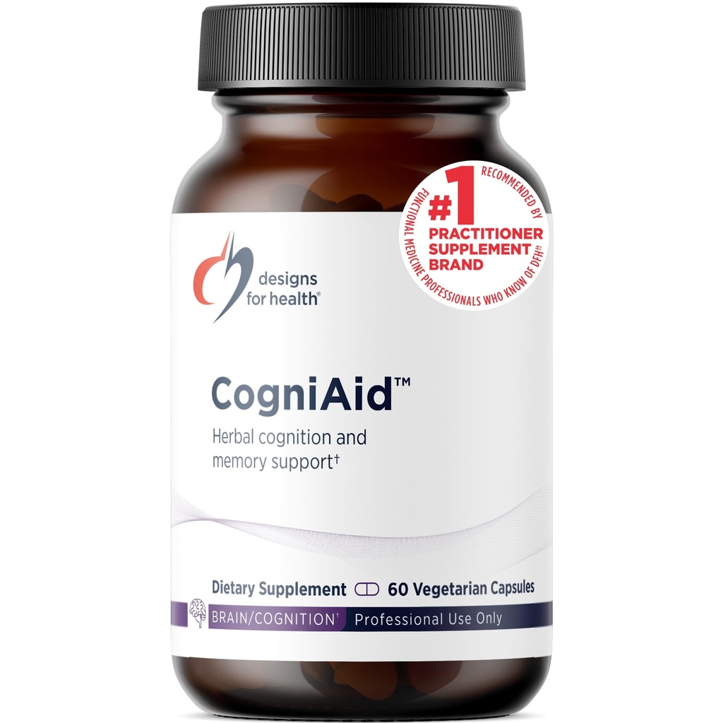 Designs für Health CogniAid - Kräutergedächtnis + Stimmungsformel mit Grüner Tee-Extrakt, Wild Blueberry + Bacopa (60 Kapseln)