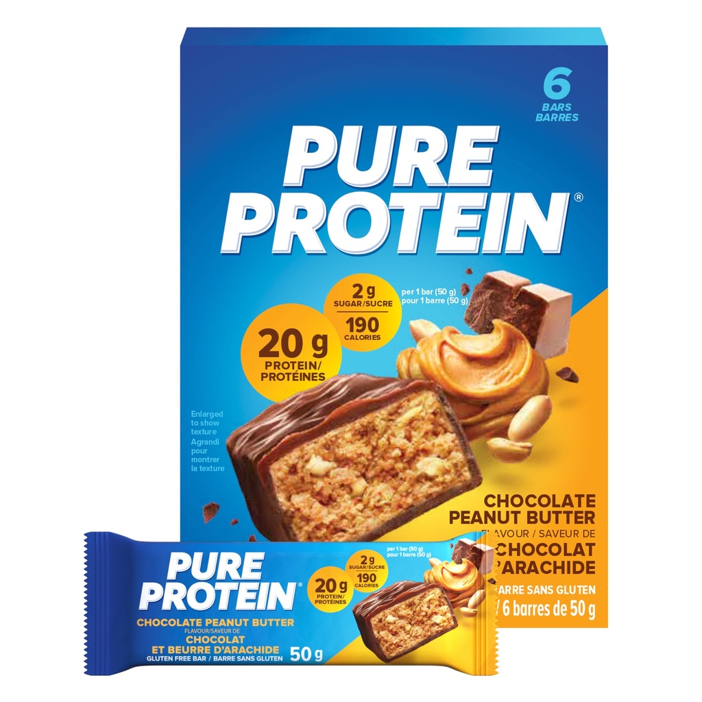 Pure Protein Bars, Glutenfrei, Snack Bars, Schokoladen-Peanut Butter, 50 Gramm, 6 Count, {Importiert aus Kanada}