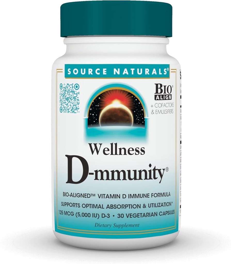 Quelle Naturals Wellness D-Mmunity, Bio-Aligned Vitamin D Immune Formula, unterstützt optimale Absorbtion und Nutzung*, 125 mcg (5.000 IU) D-3-30 Vegetarische Kapseln