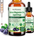 Calcium Magnesium Zink, flüssiges Calcium Magnesium Citrat mit Vitamin D3 K2, B6, Omega-3, hohe Potenz flüssige Magnesium Calcium Tropfen w. Kräuterergänzung für Knochen, Muskel, Entspannung, Schlaf, Nerve