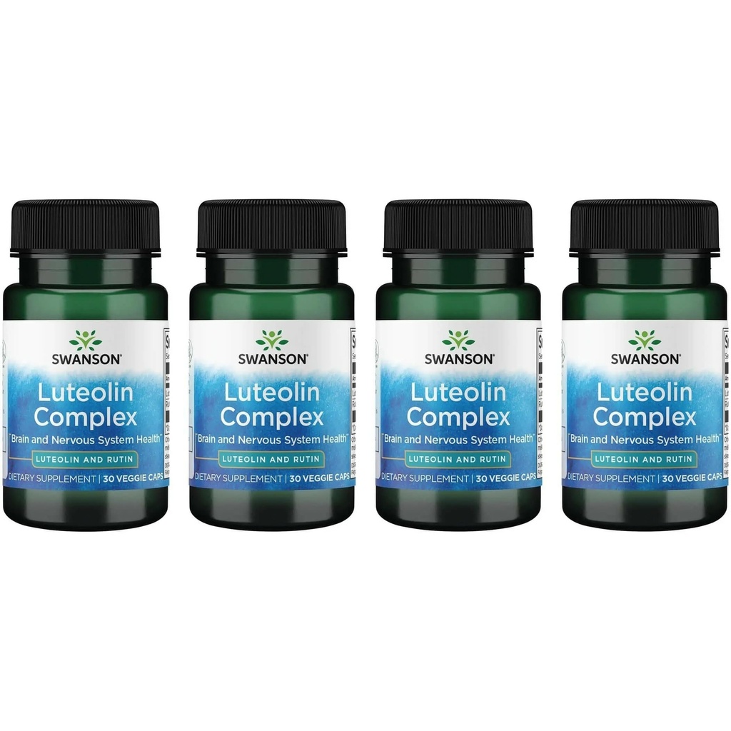 Swanson Luteolin Complex w/Rutin - Brain Support Supplement Förderung von Gedächtnis, Stimmung & kognitive Gesundheit - Natürliche Formel, um Nervous System zu unterstützen - (30 Veggie Kapseln) 4 Pack