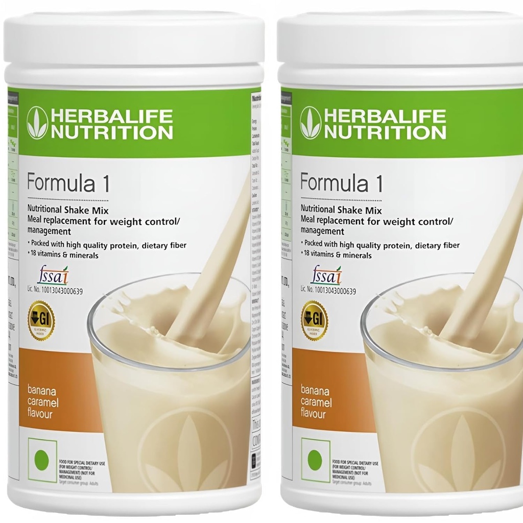 Herbalife Formula 1 Nutritional Shake Mix - Pack of 2, 500g Jeder - Herbalife Shake - Herbalife Protein Powder - Herbalife Weight Loss Meal Replacement (Banana - Banana)